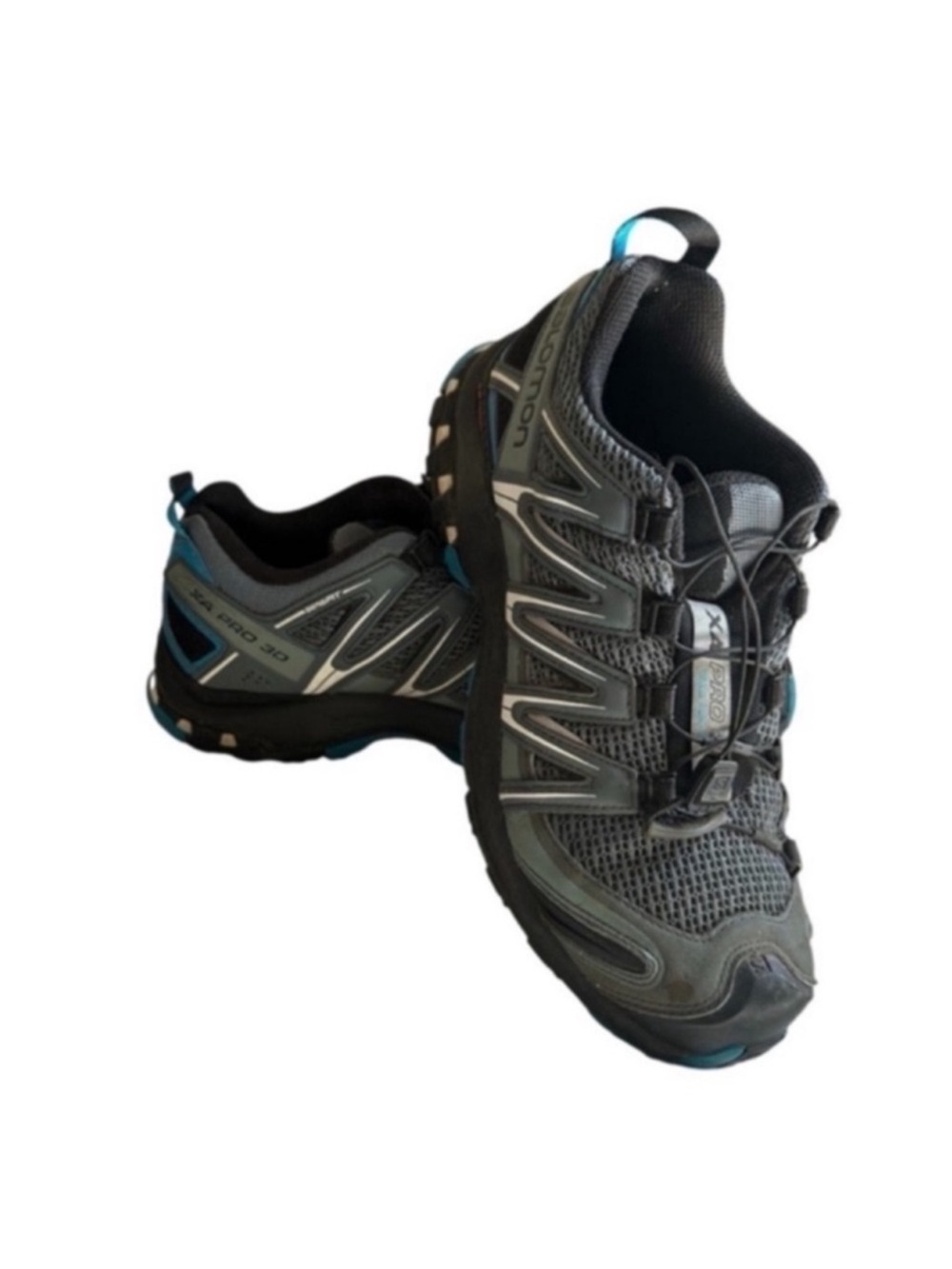 Salomon Men's Blue and Gray Trail Runners with Quick-Lace